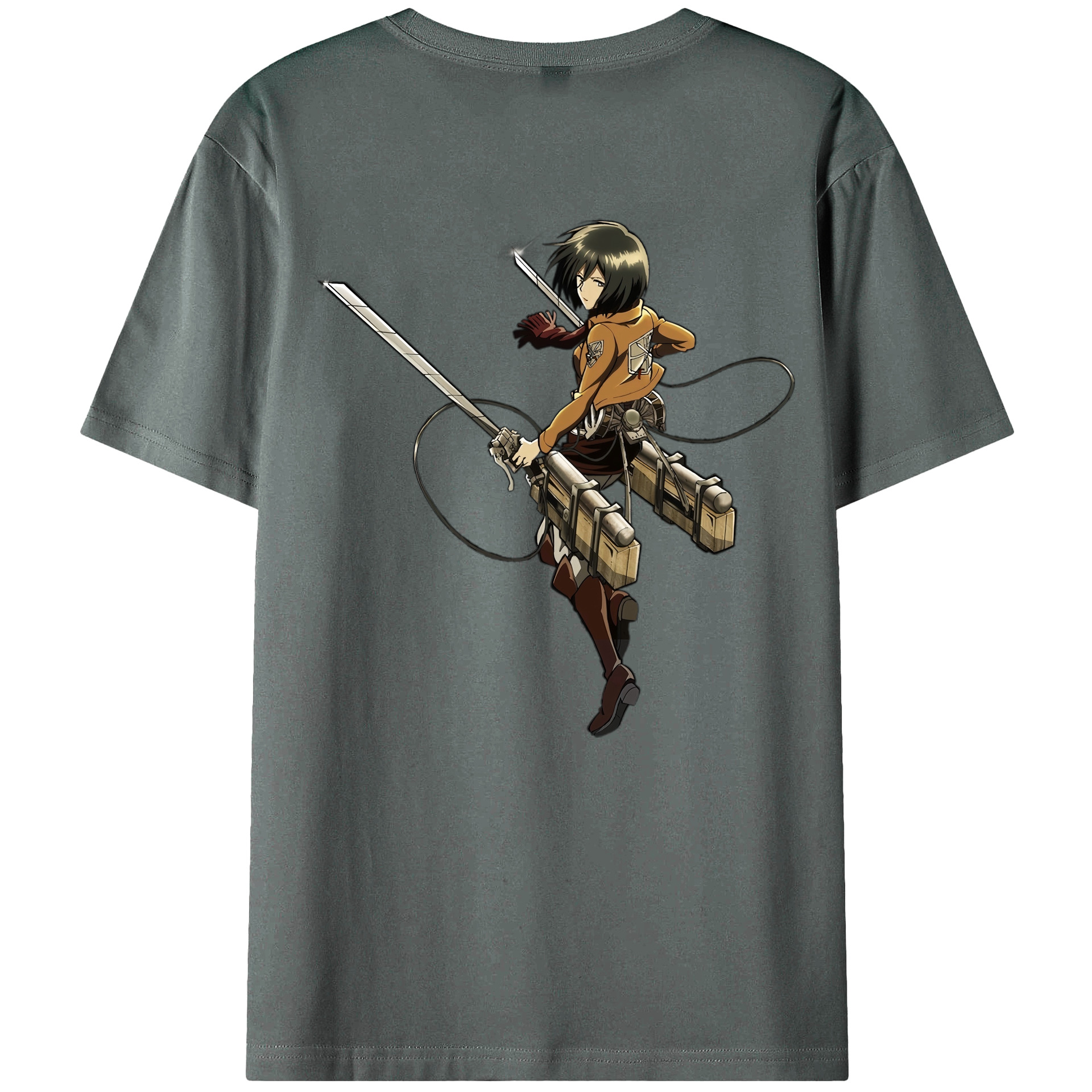 （画像用） 進撃の巨人 ミカサ·アッカーマン Attack on Titan Mikasa Ackerman 綿100％ メンズ半袖Tシャツ（バックプリント） 通気性